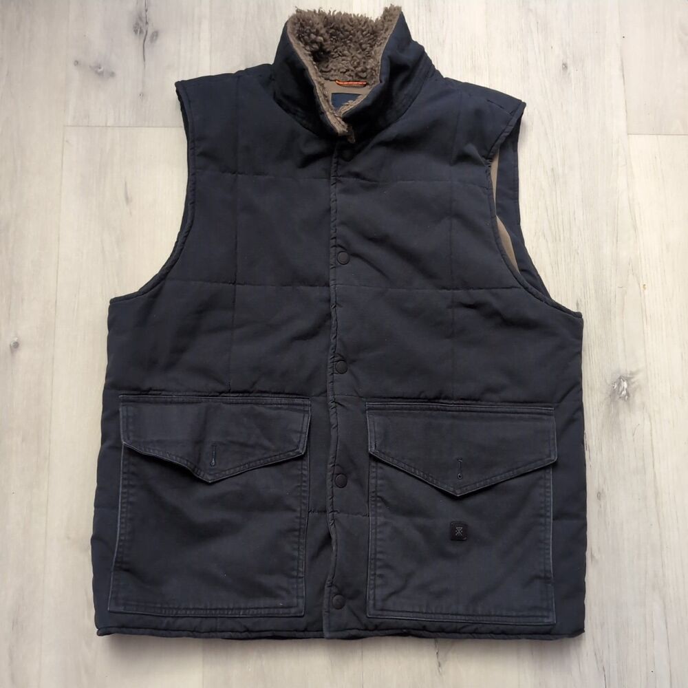 Roark Livingston Vest Mens Large Multi Color Sherpa Collar Quilted No Sleeve Vst